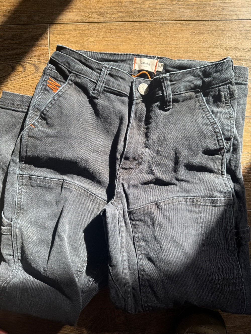 Ripton Black Jeans with Orange Stitch Detail